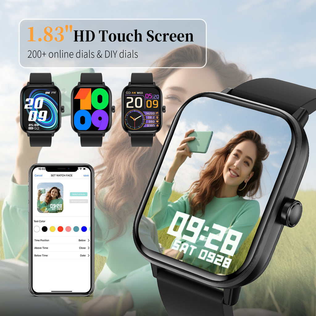 1.84" Sports Smartwatch with Bluetooth Calling and Health Monitoring - Fatouaw watch