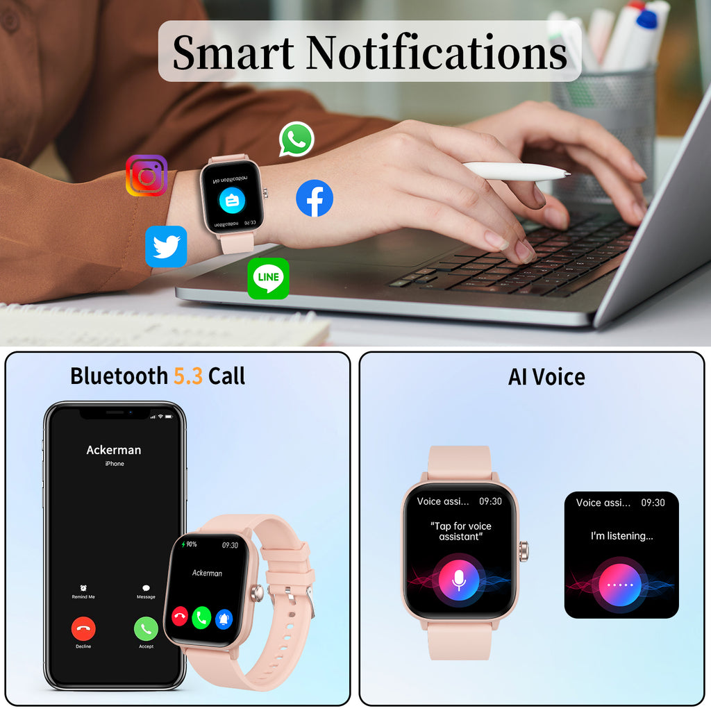 1.84" Sports Smartwatch with Bluetooth Calling and Health Monitoring - Fatouaw watch