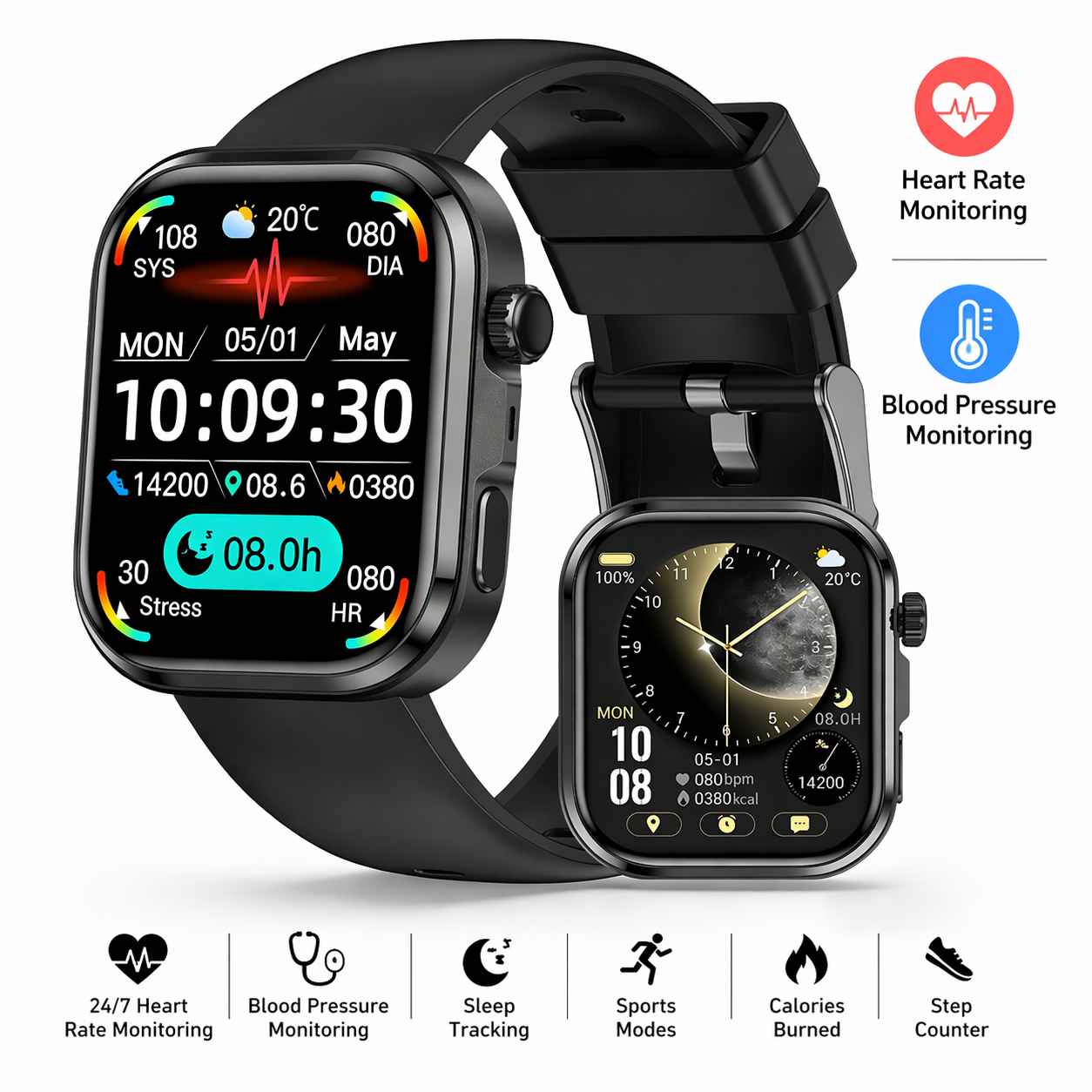 Smartwatch: Long Battery, Multi-Sports, Menstrual Cycle Tracking & More | iOS/Android Compatible