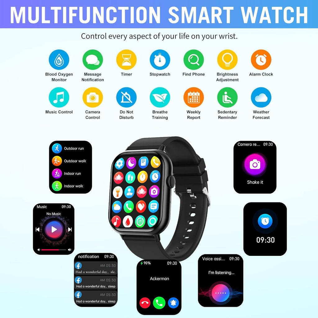HD Screen Fitness Tracker Smart Watch with Call Function, Blood Pressure & Heart Rate Monitor - Fatouaw watch