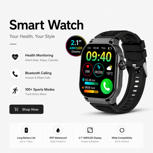 2026 Smartwatch: HD Full - Screen Display, Ultra - Long Battery, Social Sharing, AI Voice Command - Fatouaw watch