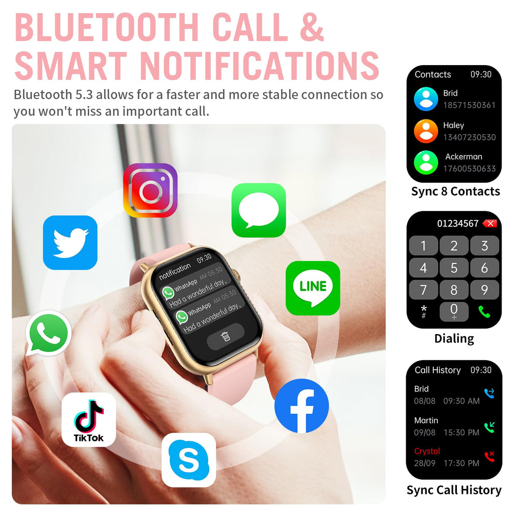 HD Screen Fitness Tracker Smart Watch with Call Function, Blood Pressure & Heart Rate Monitor - Fatouaw watch