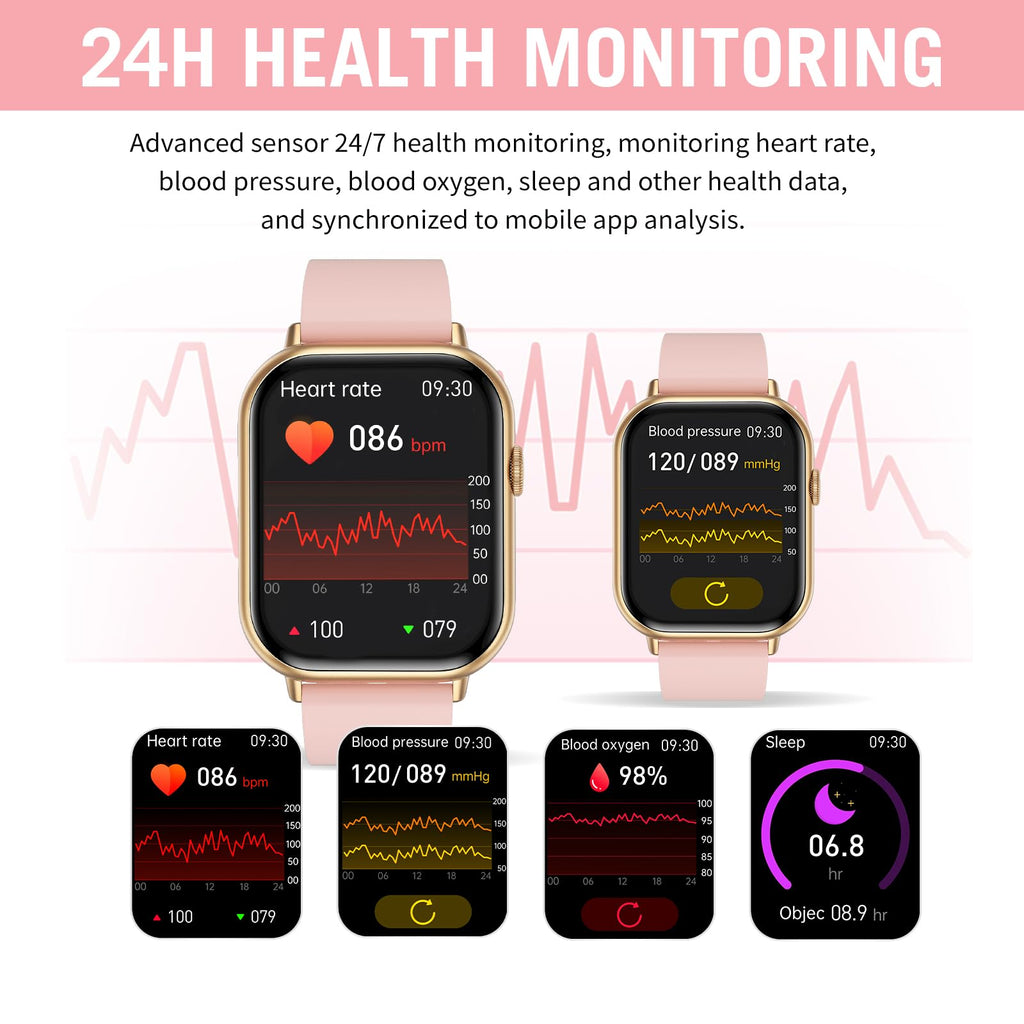 HD Screen Fitness Tracker Smart Watch with Call Function, Blood Pressure & Heart Rate Monitor - Fatouaw watch