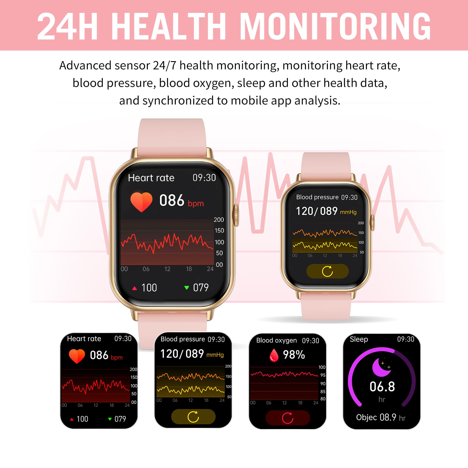 HD Screen Fitness Tracker Smart Watch with Call Function, Blood Pressure & Heart Rate Monitor - Fatouaw watch