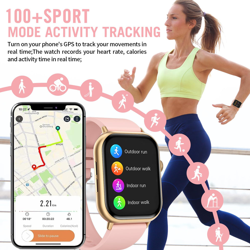 HD Screen Fitness Tracker Smart Watch with Call Function, Blood Pressure & Heart Rate Monitor - Fatouaw watch