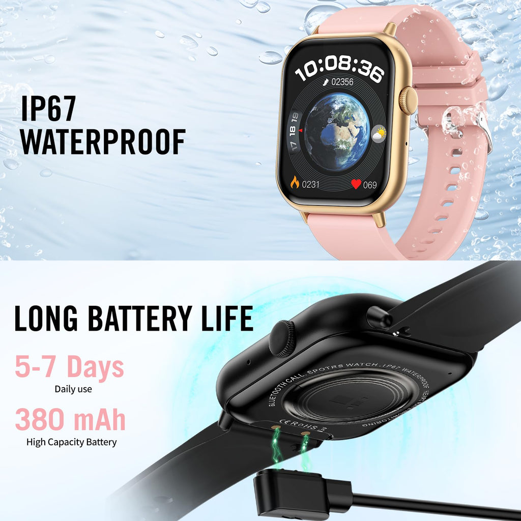 HD Screen Fitness Tracker Smart Watch with Call Function, Blood Pressure & Heart Rate Monitor - Fatouaw watch
